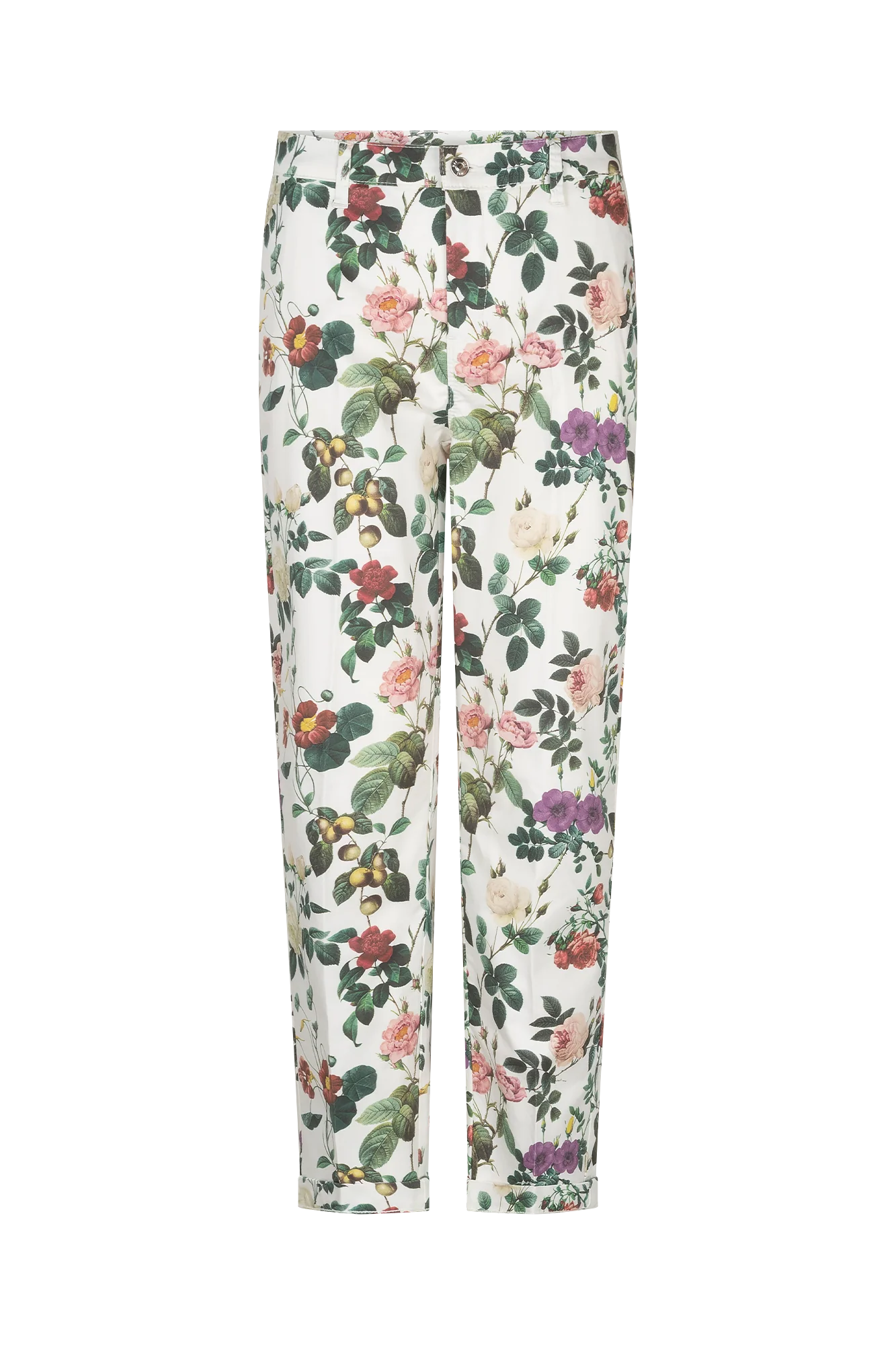 Chino Flower Broek Off-white Print
