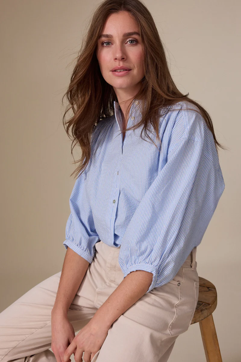 Laurie Blouse Licht Blauw Streep - Image 3